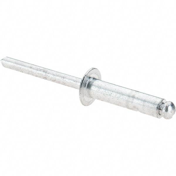 Value Collection - Size 812 Dome Head Aluminum Open End Blind Rivet - Aluminum Mandrel, 0.626" to 3/4" Grip, 1/2" Head Diam, 0.257" to 0.261" Hole Diam, 1" Length Under Head, 1/4" Body Diam - Eagle Tool & Supply