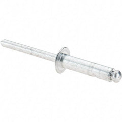 Value Collection - Size 812 Dome Head Aluminum Open End Blind Rivet - Aluminum Mandrel, 0.626" to 3/4" Grip, 1/2" Head Diam, 0.257" to 0.261" Hole Diam, 1" Length Under Head, 1/4" Body Diam - Eagle Tool & Supply