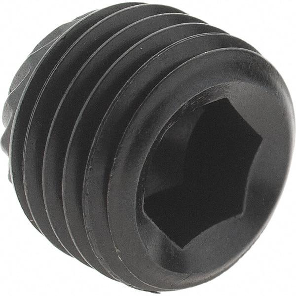 Value Collection - 3/8-24 UNF, 5/16" Long, Knurled Cup Point Set Screw - Grade 8 Alloy Steel, 3/16" Key - Eagle Tool & Supply