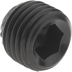 Value Collection - 3/8-24 UNF, 5/16" Long, Knurled Cup Point Set Screw - Grade 8 Alloy Steel, 3/16" Key - Eagle Tool & Supply