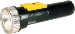 Ability One - LED Bulb, Industrial/Tactical Flashlight - Black, Yellow Plastic Body, D Alkaline Batteries Not Included - Eagle Tool & Supply