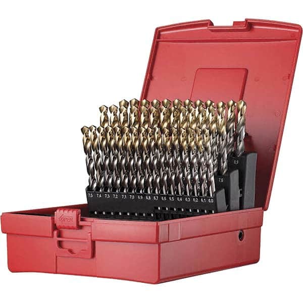 DORMER - 6 to 10mm, 118° Point, TiN Finish, High Speed Steel Jobber Length Drill Bit Set - Eagle Tool & Supply