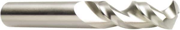 DORMER - 7/64" 130° Spiral Flute Cobalt Screw Machine Drill Bit - Bright Finish, Right Hand Cut, 21mm Flute Length, 46mm OAL, Special Type Point, Straight Shank - Eagle Tool & Supply
