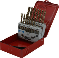 DORMER - 1 to 10mm, 135° Point, Bronze Finish, Cobalt Jobber Length Drill Bit Set - Eagle Tool & Supply