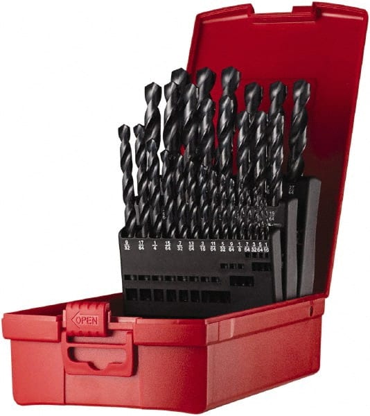 DORMER - 1/16 to 1/2", 118° Point, Oxide Finish, High Speed Steel Jobber Length Drill Bit Set - Eagle Tool & Supply