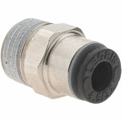 Parker - 5/32" Outside Diam, 1/8 BSPT, Nickel Plated Brass Push-to-Connect Tube Male Connector - 290 Max psi - Eagle Tool & Supply