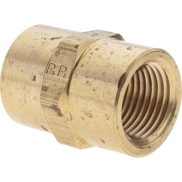 Parker - 1/2 Female Thread, Brass Industrial Pipe Coupling - FNPTF, 1,000 psi - Eagle Tool & Supply