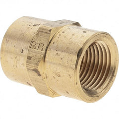 Parker - 1/2 Female Thread, Brass Industrial Pipe Coupling - FNPTF, 1,000 psi - Eagle Tool & Supply