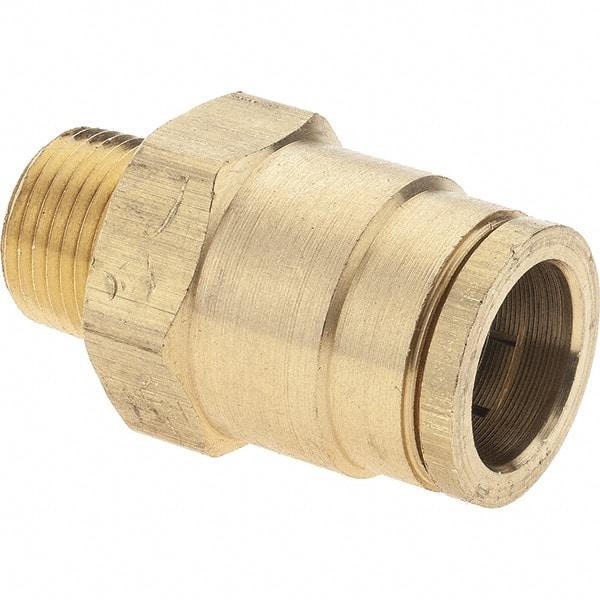 Parker - 5/8" Outside Diam, 3/8 NPTF, Brass Push-to-Connect Tube Male Connector - Tube to Male NPT Connection, Nitrile O-Ring - Eagle Tool & Supply