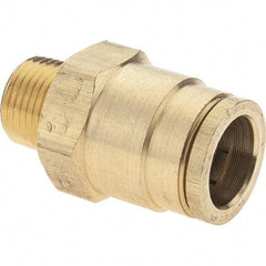 Parker - 5/8" Outside Diam, 3/8 NPTF, Brass Push-to-Connect Tube Male Connector - Tube to Male NPT Connection, Nitrile O-Ring - Eagle Tool & Supply
