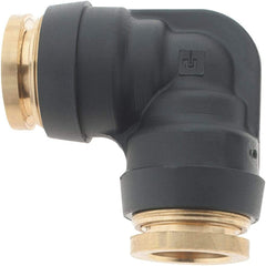 Parker - 1/2" Outside Diam, Brass Push-to-Connect Tube Union Elbow - 250 Max psi, Tube to Tube Connection - Eagle Tool & Supply