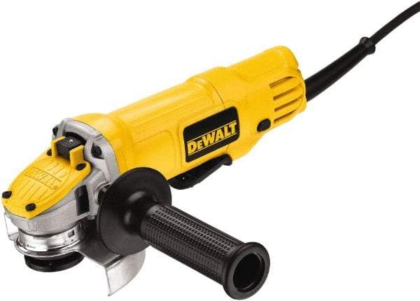 DeWALT - 4-1/2" Wheel Diam, 12,000 RPM, Corded Angle & Disc Grinder - 5/8-11 Spindle, 115 Volts, 9 Amps, Rear Exhaust - Eagle Tool & Supply