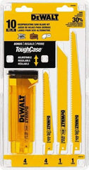 DeWALT - 10 Pieces, 6" to 9" Long x 0.04" Thickness, Bi-Metal Reciprocating Saw Blade Set - Straight Profile, 6 to 18 Teeth, Toothed Edge - Eagle Tool & Supply