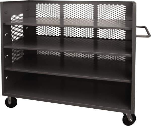 Durham - 2,000 Lb Capacity, 3 Shelf, 3-Sided Steel Truck - 30" Long x 48-1/2" Wide x 56-7/16" High, Phenolic Wheels - Eagle Tool & Supply