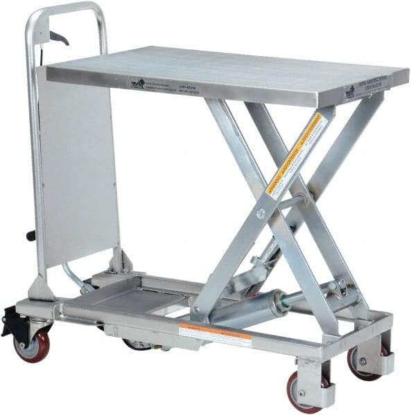 Vestil - 400 Lb Capacity Manual Scissor Elevating Cart - 8-3/4" to 29" Lift Height, 27-1/2" Platform Length x 17-5/8" Platform Width - Eagle Tool & Supply