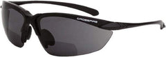 CrossFire - +2, Smoke Gray Lenses, Scratch Resistant, Framed Magnifying Safety Glasses - UV Protection, Black Frame - Eagle Tool & Supply