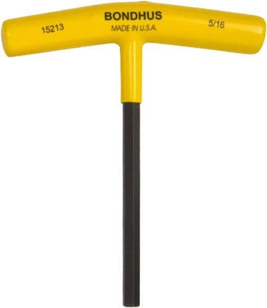 Bondhus - 5/16" Hex, T-Handle Cushion Grip, Hex Key - 6" OAL, Protanium High Torque Steel, Inch System of Measurement - Eagle Tool & Supply