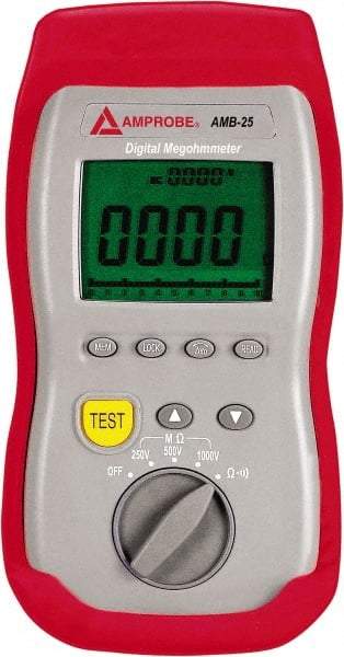 Amprobe - Digital LCD Display, 2,000 Megohm Electrical Insulation Resistance Tester & Megohmmeter - 1,000 VDC Max Test Voltage, Powered by 1.5V AA Battery - Eagle Tool & Supply