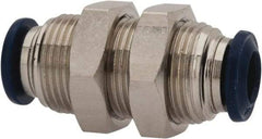 Value Collection - 5/32" Outside Diam, Nickel Plated Brass Push-to-Connect Tube Bulkhead Union - 250 Max psi, Tube to Tube Connection, Buna O-Ring - Eagle Tool & Supply