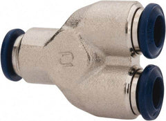 Value Collection - 5/16" Outside Diam, Nickel Plated Brass Push-to-Connect Tube Union Y - 250 Max psi, Tube to Tube Connection, Buna O-Ring - Eagle Tool & Supply