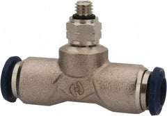 Value Collection - 5/32" Outside Diam, 10-32 Universal, Nickel Plated Brass Push-to-Connect Tube Male Swivel Branch Tee - 250 Max psi, Tube to Universal Thread Connection, Buna O-Ring - Eagle Tool & Supply