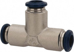 Value Collection - 1/8" Outside Diam, Nickel Plated Brass Push-to-Connect Tube Union Tee - 250 Max psi, Tube to Tube Connection, Buna O-Ring - Eagle Tool & Supply