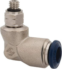 Value Collection - 1/4" Outside Diam, 10-32 Universal, Nickel Plated Brass Push-to-Connect Tube Male Swivel Elbow - 250 Max psi, Tube to Universal Thread Connection, Buna O-Ring - Eagle Tool & Supply