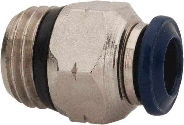 Value Collection - 5/16" Outside Diam, 1/4 Universal, Nickel Plated Brass Push-to-Connect Tube Male Connector - 250 Max psi, Tube to Universal Thread Connection, Buna O-Ring - Eagle Tool & Supply
