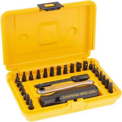 Chapman - 27 Piece, Screwdriver 1/4" Bit Ratchet Bit Set - #1 to #2 Phillips, 0.05 to 1/4" Hex, 1.5 to 6mm Hex - Eagle Tool & Supply