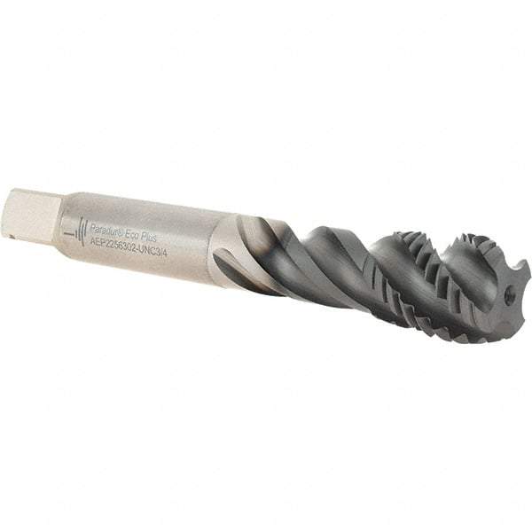 Walter-Prototyp - 3/4-10 UNC 4 Flute 2B Modified Bottoming Spiral Flute Tap - Powdered Metal, Hardlube Finish, 124.99mm OAL, Right Hand Flute, Right Hand Thread, Series AEP2256302 - Eagle Tool & Supply