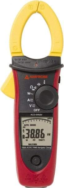 Amprobe - 3729989, CAT IV, CAT III, Digital True RMS Clamp Meter with 1.6535" Clamp On Jaws - 999.9 VAC/VDC, 999.9 AC/DC Amps, Measures Voltage, Capacitance, Current, Temperature - Eagle Tool & Supply