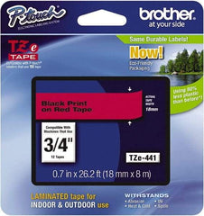 Brother - 3/4" Wide x 314.4" Long, Red Plastic/Paper Tape Cassette - For Label Maker - Eagle Tool & Supply