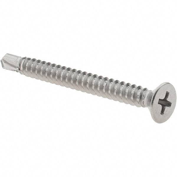 Value Collection - #10, Flat Head, Phillips Drive, 2" OAL, #3 Point, Self Drilling Screw - Grade 410 Stainless Steel - Eagle Tool & Supply