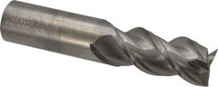 Niagara Cutter - 1", 2" LOC, 1" Shank Diam, 4" OAL, 3 Flute, Solid Carbide Square End Mill - Single End, Uncoated, Spiral Flute, 45° Helix, Centercutting, Right Hand Cut, Right Hand Flute, Series A345 - Eagle Tool & Supply