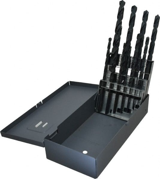 Chicago-Latrobe - 1/16 to 1/2", 118° Point, Oxide Finish, High Speed Steel Taper Length Drill Bit Set - Eagle Tool & Supply