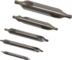 Chicago-Latrobe - 5 Piece, #1 to 5, 1/8 to 7/16" Body Diam, 3/64 to 3/16" Point Diam, Plain Edge, High Speed Steel Combo Drill & Countersink Set - 60° Incl Angle, 1/8 to 2-3/4" OAL, Double End, 217 Series Compatibility - Eagle Tool & Supply