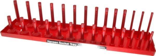 Made in USA - 28 Piece Capacity Deep & Shallow Inch Socket Tray - 1/2" Drive, Red - Eagle Tool & Supply