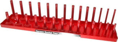 Made in USA - 28 Piece Capacity Deep & Shallow Inch Socket Tray - 1/2" Drive, Red - Eagle Tool & Supply