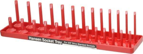 Made in USA - 26 Piece Capacity Deep & Shallow Inch Socket Tray - 3/8" Drive, Red - Eagle Tool & Supply
