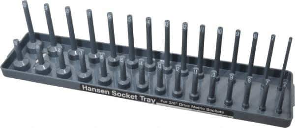 Made in USA - 30 Piece Capacity Deep & Shallow Metric Socket Tray - 3/8" Drive, Gray - Eagle Tool & Supply