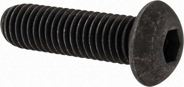Value Collection - 1/2-13 UNC Hex Socket Drive, Button Screw - Alloy Steel, Black Oxide Finish, Fully Threaded, 1-3/4" Length Under Head - Eagle Tool & Supply