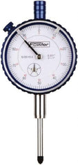 Fowler - 1" Range, 0-100 Dial Reading, 0.001" Graduation Dial Drop Indicator - 2-1/4" Dial, 0.1" Range per Revolution, Revolution Counter - Eagle Tool & Supply
