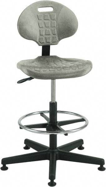 Bevco - 21 to 31" High Adjustable Height Swivel Stool - 27" Wide x 27" Deep, Polyurethane Seat, Gray - Eagle Tool & Supply