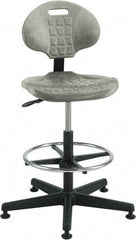 Bevco - 21 to 31" High Adjustable Height Swivel Stool - 27" Wide x 27" Deep, Polyurethane Seat, Gray - Eagle Tool & Supply