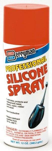 Berryman Products - 12 oz Aerosol Automotive Professional Silicone Spray - Light Hydrotreated Naphtha - Eagle Tool & Supply