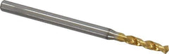 OSG - #43 130° Spiral Flute Vanadium High Speed Steel Screw Machine Drill Bit - TiN Finish, Right Hand Cut, 13mm Flute Length, 45mm OAL, Faceted Point, Straight Shank - Eagle Tool & Supply