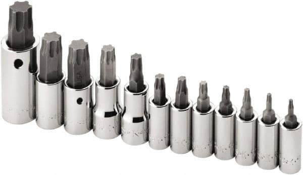 SK - 12 Piece 1/4, 3/8 & 1/2" Drive Torx Bit Socket Set - T10 to T60 Torx - Eagle Tool & Supply