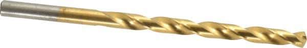 Chicago-Latrobe - #4 135° Cobalt Jobber Drill - TiN Finish, Right Hand Cut, Spiral Flute, Straight Shank, 3-3/4" OAL, Split Point - Eagle Tool & Supply