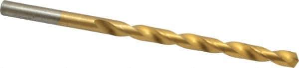 Chicago-Latrobe - #9 135° Cobalt Jobber Drill - TiN Finish, Right Hand Cut, Spiral Flute, Straight Shank, 3-5/8" OAL, Split Point - Eagle Tool & Supply
