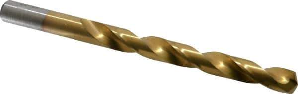 Chicago-Latrobe - 11/32" 135° Cobalt Jobber Drill - TiN Finish, Right Hand Cut, Spiral Flute, Straight Shank, 4-3/4" OAL, Split Point - Eagle Tool & Supply